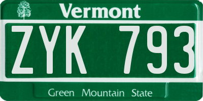 VT license plate ZYK793