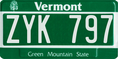 VT license plate ZYK797