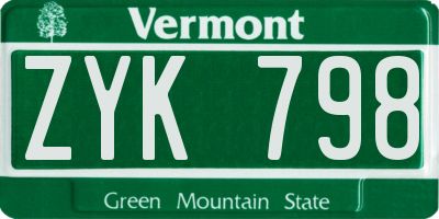 VT license plate ZYK798