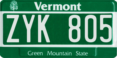 VT license plate ZYK805