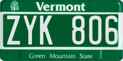 VT license plate ZYK806