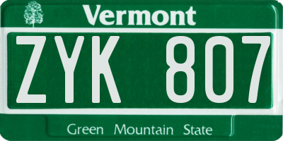 VT license plate ZYK807