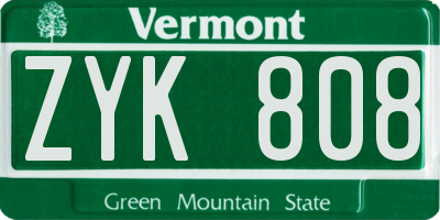 VT license plate ZYK808