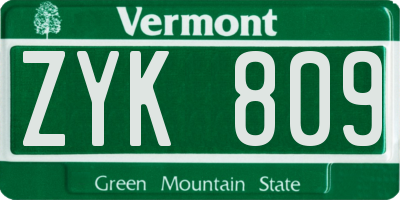 VT license plate ZYK809
