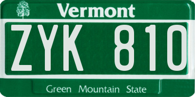 VT license plate ZYK810