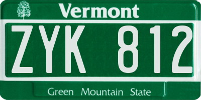 VT license plate ZYK812