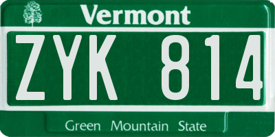 VT license plate ZYK814