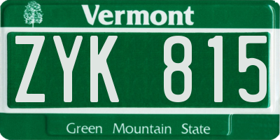 VT license plate ZYK815