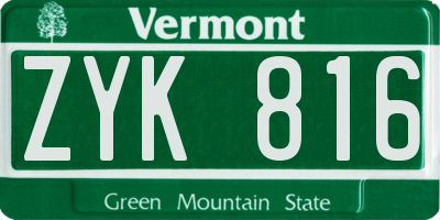 VT license plate ZYK816
