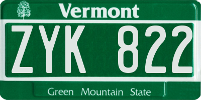VT license plate ZYK822