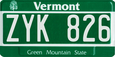 VT license plate ZYK826