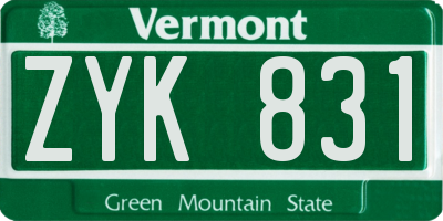 VT license plate ZYK831