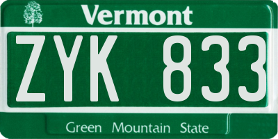 VT license plate ZYK833