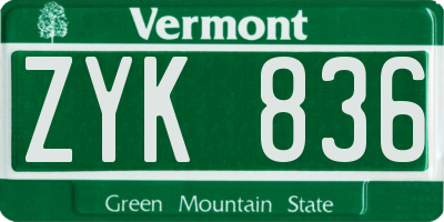VT license plate ZYK836