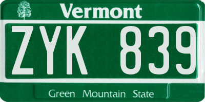 VT license plate ZYK839
