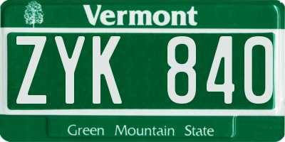 VT license plate ZYK840