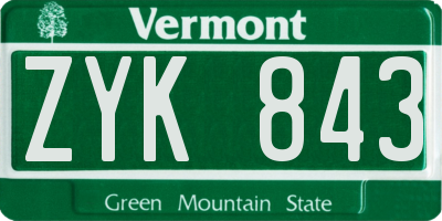 VT license plate ZYK843