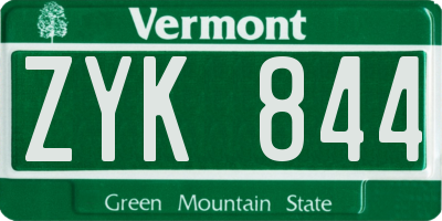 VT license plate ZYK844