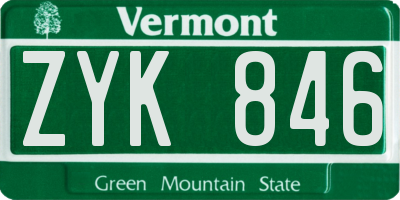 VT license plate ZYK846