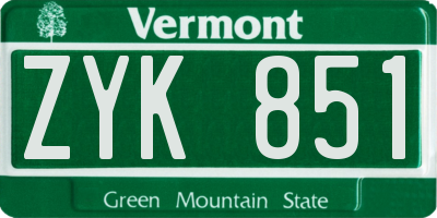 VT license plate ZYK851