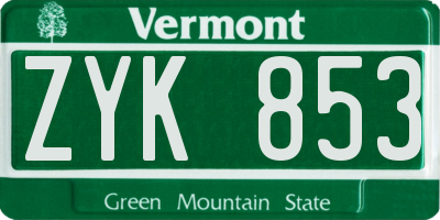 VT license plate ZYK853