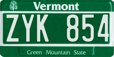 VT license plate ZYK854