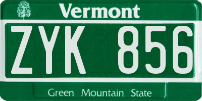 VT license plate ZYK856