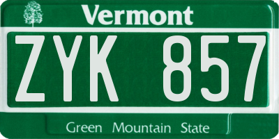 VT license plate ZYK857