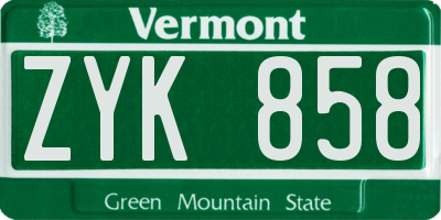 VT license plate ZYK858