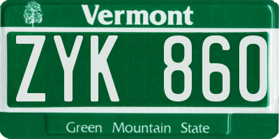 VT license plate ZYK860