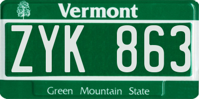 VT license plate ZYK863