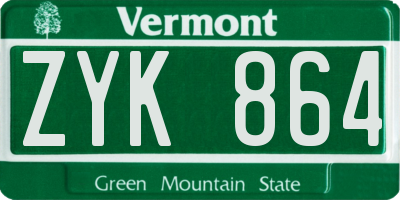 VT license plate ZYK864