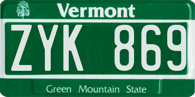VT license plate ZYK869