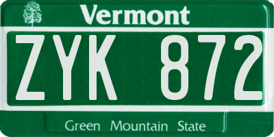 VT license plate ZYK872