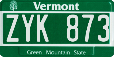 VT license plate ZYK873