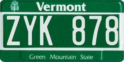 VT license plate ZYK878