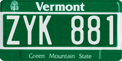 VT license plate ZYK881