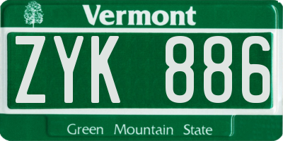 VT license plate ZYK886