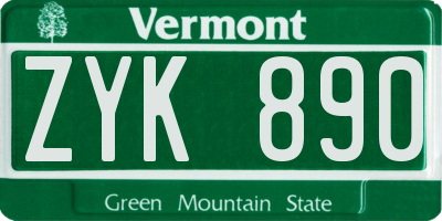 VT license plate ZYK890