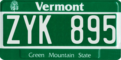 VT license plate ZYK895