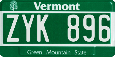 VT license plate ZYK896