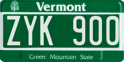 VT license plate ZYK900
