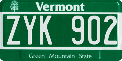 VT license plate ZYK902