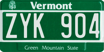 VT license plate ZYK904