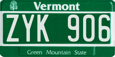 VT license plate ZYK906