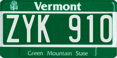 VT license plate ZYK910