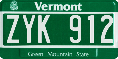 VT license plate ZYK912