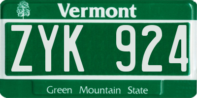 VT license plate ZYK924