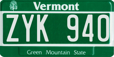 VT license plate ZYK940