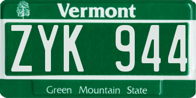 VT license plate ZYK944